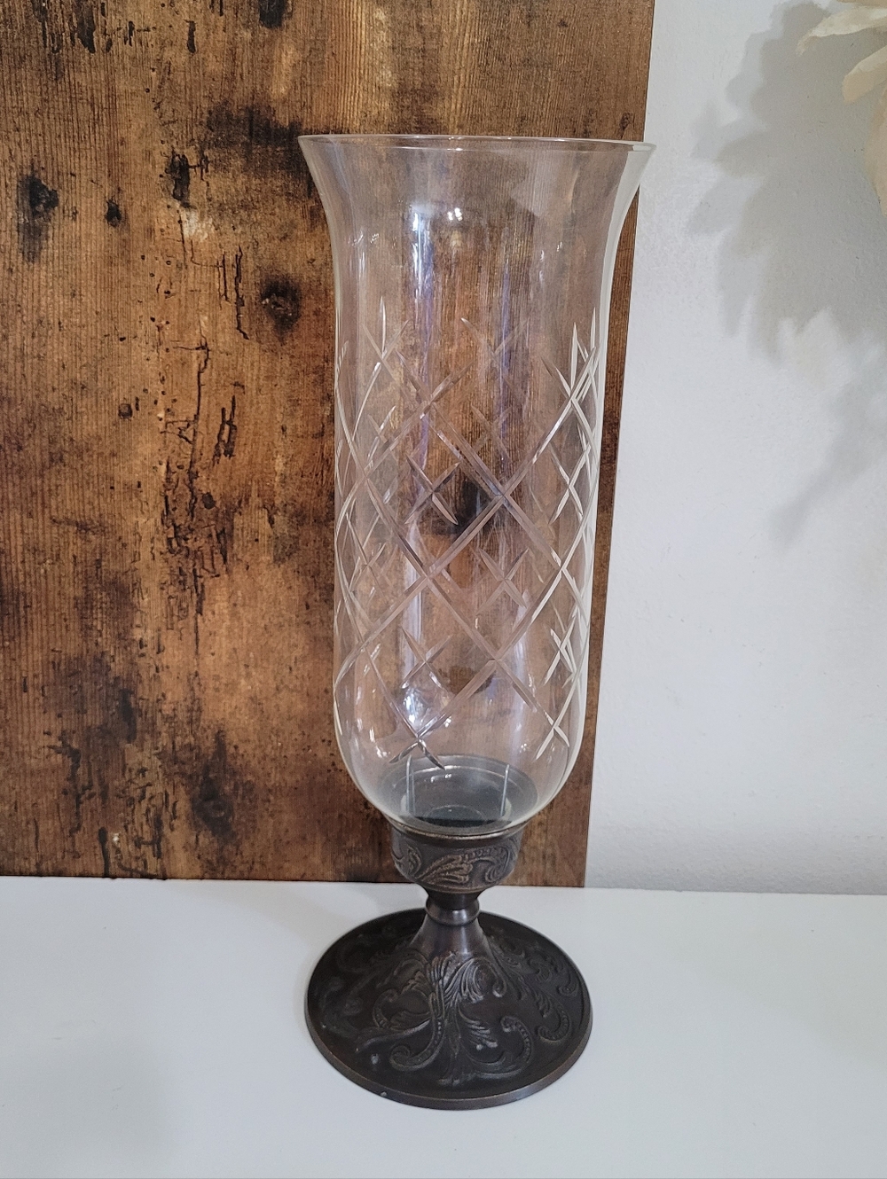 Vintage Hurricane Glass Candle Holder